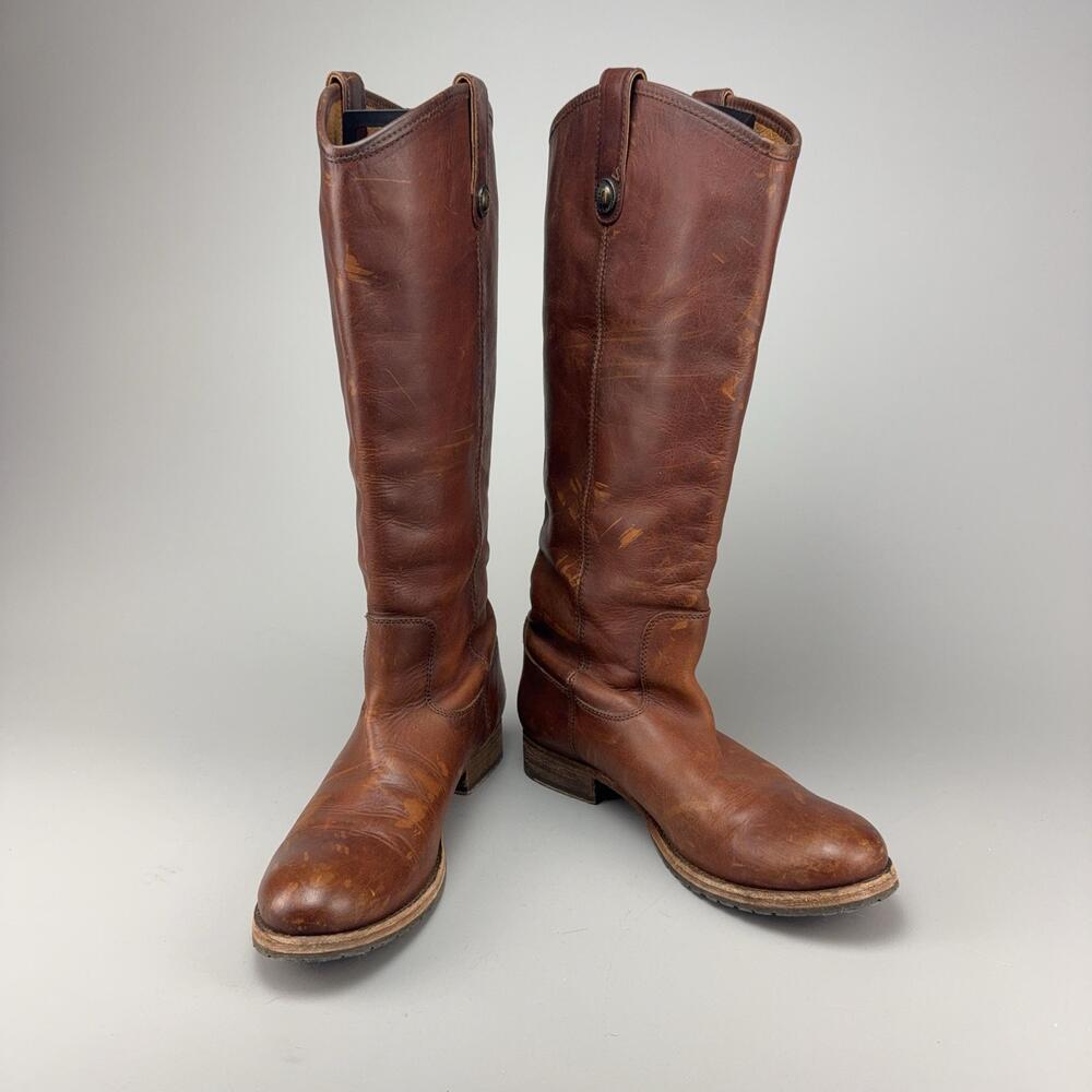 Frye Boots Womens Size 10 Brown Leather Riding Knee High Pull On Equestrian
